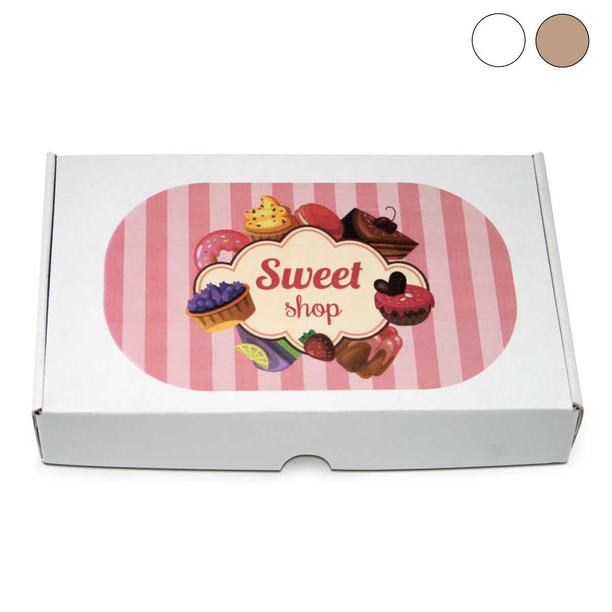 scatola spedizione dolci personalizzata in cartoncino bianco