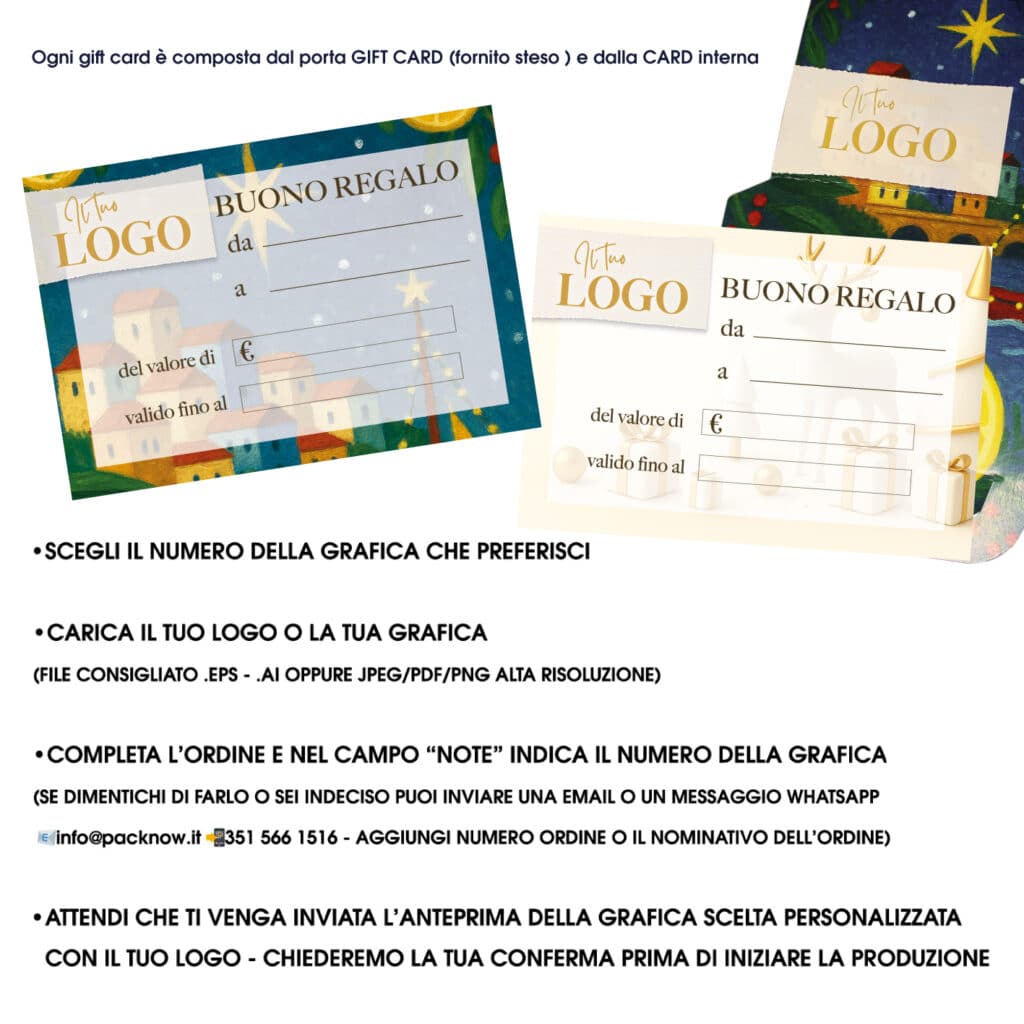 personalizza carte regalo gift cards