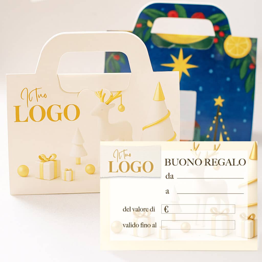 Trasforma il tuo Natale: scopri le scatole personalizzate per il Natale e il packaging delle feste su Packnow.it! - gift card personalizzate carta regalo logo