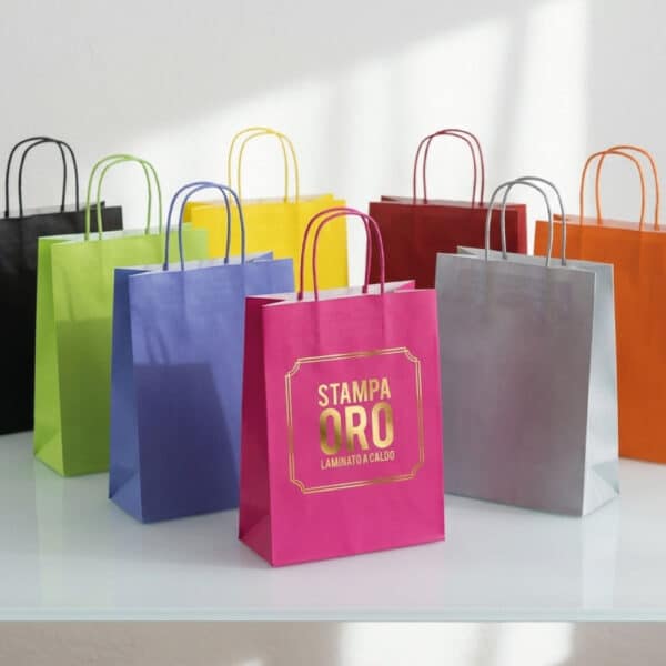 Buste personalizzate colorate con stampa oro argento a caldo