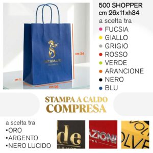 Buste personalizzate colorate con stampa oro argento a caldo